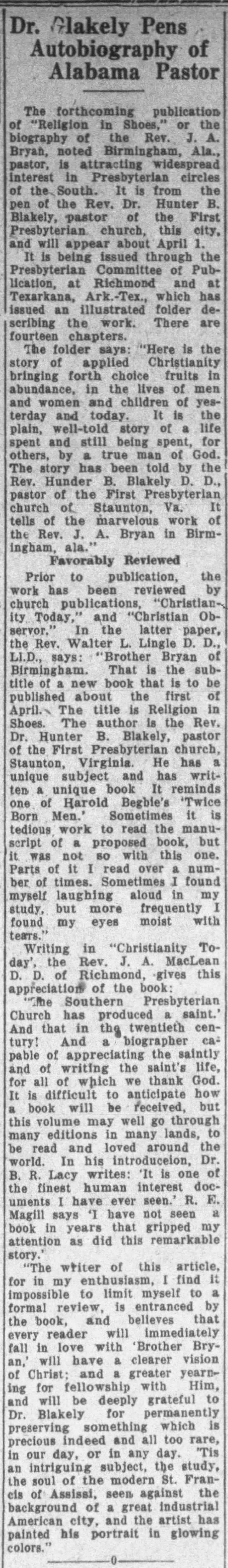 Dr. Blakely Pens Autobiography of Alabama Pastor